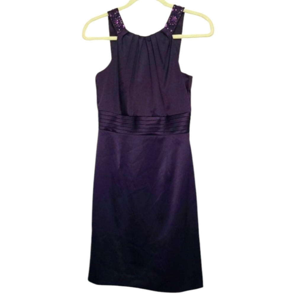 Antonio Melani Stunning Beaded Semi Formal Dress SIZE 2 deep purple TUXEDO WAIST - Picture 2 of 16